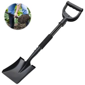 Robuste Gartenschaufel mit D-Griff, schwarze metallische Handschaufel zum Graben im Garten, Schnee und Camping, für Erwachsene und Kinder