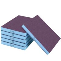 STEBRUAM 6 Stück Schleifschwamm mit 320 Körnung für Holz, Metall und Trockenbau - hochwertiger Aluminiumoxid-Schwamm mit blauem Klebesystem