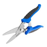 Edelstahlschere mit hohem Kohlenstoffgehalt, rutschfester Komfortgriff und Sicherheitssperre für Draht, Karton, Metallplatten, Bändern, Kabeln, Kunststoffen, Leder und Stoffe