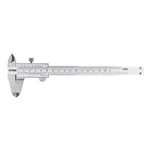 Analoger Messschieber von STIER, Präzisionsmessschieber mit Feststellschraube, 150 mm lang, aus gehärtetem Edelstahl (INOX) gefertigt, ideal für Messungen im Innen- und Außenbereich