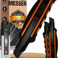 Vielseitiges Handwerkzeug für Handwerker und Heimwerker: Cutter-Messer Set mit 10 SK5-Klingen, robuste Cutter-Messer, Teppichmesser und Utility Knife