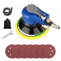 Uten 15,2 cm Luft-Exzenterschleifer, Dual-Aktion, pneumatischer Handflächenschleifer mit Geschwindigkeitsregulierung und 7 Stück Sandpapier für Heimwerker und Profis