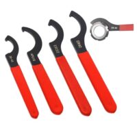 Verstellbarer Hakenschlüssel Set 4 Stücke, C-Hakenschlüssel Spannzangenfutter mit Rot Rutschfestem Griff, ideal für Anziehen oder Lösen von Nüssen (35mm-56mm)