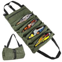 Werkzeug Rolltasche, leere Werkzeugtasche mit 5 Reißverschlusstaschen und Canvas Schraubenschlüssel für Elektriker, Klempner und Handwerker in Grün