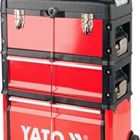Moderner Werkzeugtrolley für Heimwerker mit drei Schubladen, ideal zum Transport von Werkzeugen und Materialien