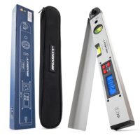 Winkelmesser Wasserwaage mit rotierendem Winkel und LCD Display, ideal für Messungen, Renovierungen und Bauwesen in Silber