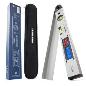 Winkelmesser Wasserwaage mit rotierendem Winkel und LCD Display, ideal für Messungen, Renovierungen und Bauwesen in Silber