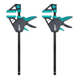 Einhandzwingen für den Allroundeinsatz, wolfcraft 2 Einhandzwingen PRO ERGO, Spannarbeiten mit nur einer Hand, ergonomisches Werkzeug, komfortable Zwinge, bis zu 150 kg Spannkraft, Made in Europe