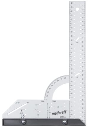 Wolfcraft Universalwinkel 5205000, Winkelmesser mit 300 mm Schenkellänge zum präzisen Anreißen und Zeichnen mit 90 Grad Anschlagwinkel und abnehmbarer Winkelschiene