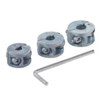 Wolfcraft Tiefenstopp-Set Universal, 4-teiliges Set für tiefenbegrenztes Bohren, kompatibel mit allen Holzspiralbohrern in den Ø 6, 8 und 10 mm