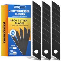 120x Cuttermesser Klingen - 18mm Abbrechklingen aus Carbonstahl - Ersatzklingen für Cuttermesser - Teppichmesser Klingen - gehärtet & extrem Scharf