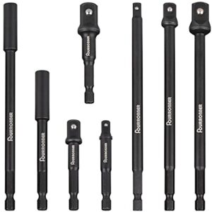 Fourrobber 8-teiliges Adapter Set mit Sechskant-Schaft und Vierkant-Bohrfutter, ideal für den schnellen Werkzeugwechsel in elektrischen Schraubern.