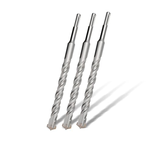 3-teiliges SDS Plus Bohrer Set mit Hartmetall Schneiden für professionelles Bohren in Stein, Beton, Naturstein und Ziegelmauern
