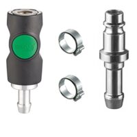 Druckluft Schnellkupplung Set mit Prevost Sicherheitskupplung 10mm Stecknippel und Schellen
