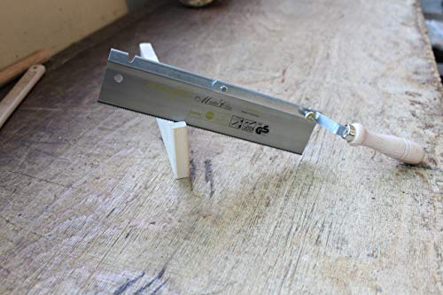 Augusta Heckenrose Feinsäge umlegbar 250mm I Spezial-Handsäge aus Bandstahl C75 mit Holzheft für Gehrungsschnitte in Stabhölzer & Leisten I Feine Spitzzahnung