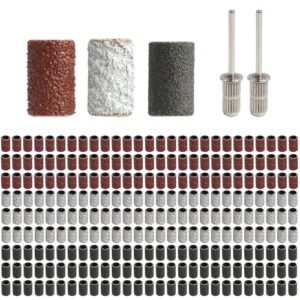 Schleifband Set mit 248 Stücken, 80/120/180 Körnung, Schleiftrommel für Holz und Kunsthandwerk, inklusive zwei Schleifwalzen, kompatibel mit Dremel-Schleifaufsätzen