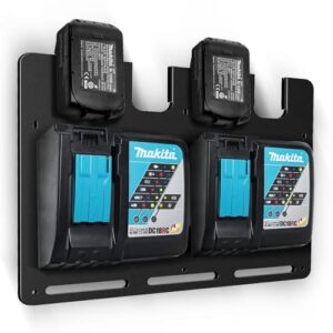 Bonna Wandhalterung für Makita Akkuhalter und Ladegeräte, stabiler 4er Akkuhalter 18V 14,4V und Ladegerätshalter, ideal für Werkstatt und Garage