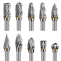 Hartmetall Frässtifte von CYLBAQ, 10 Stück stark, für Metall und Holz, 6mm Schleifkopf, 3mm Schaftdurchmesser