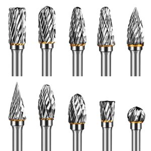 Hartmetall Frässtifte von CYLBAQ, 10 Stück stark, für Metall und Holz, 6mm Schleifkopf, 3mm Schaftdurchmesser