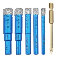 Dalephoric 6 Stück Fliesenbohrer Set, Diamantbohrer, 6, 8, 10, 12, 14 mm Keramikbohrer und 6 mm Karbid Anbohrer, Kann Nass und Trocken Bohren, Glasbohrer für Fliesen, Granit, Glas, Marmor