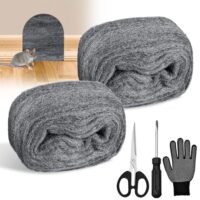 DazSpirit 2 Stück Stahlwolle gegen Mäuse und Ratten, inklusive Handschuhen, Schere und Schraubendreher, für Abdichten von Lücken und Reinigen von Oberflächen.