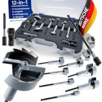 Hochpräzise Holzbohrer für Hart- und Weichholz - Forstnerbohrer Set 10-teilig mit Werkzeugkoffer & Adapter + Erweiterung