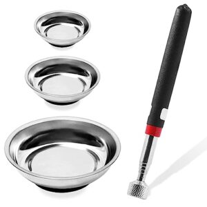 Magnetische Werkzeugschalen und Pickup-Stick für Metallteile, 7.6 cm, 10.2 cm, 15.2 cm Durchmesser, hochwertiger Edelstahl