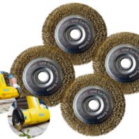 Gloria Stahldraht-Fugenbürste 4er Set, Originalzubehör, Ersatzbürsten für MultiBrush und WeedBrush, Drahtbürste/Messingbürste zur Fugenreinigung, Durchmesser 11 cm, Breite 1,2 cm