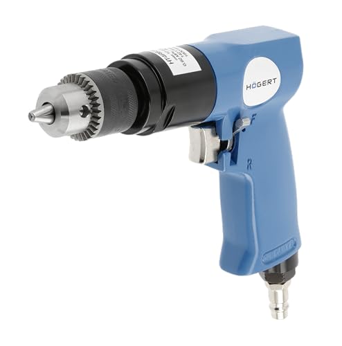 Effiziente Druckluft-Bohrmaschine für Werkstatt, Metall, Holz und Montage mit 193 mm Länge, max. Ø10 mm Bohrdurchmesser und 1800 U/min.