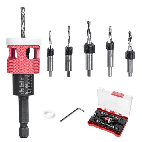 5-teiliges Holz-Senker-Bohr-Set mit Bohrern und Senkern für verschiedene Größen