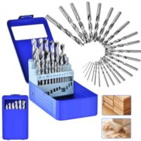 Holzbohrer Set mit 25 Bohrern in verschiedenen Größen, von 1 bis 13 mm, aus Hochgeschwindigkeitsstahl (HSS-G) gefertigt. Das Set enthält Gerader Rundschank-Bohrer und Holzspiralbohrer für anspruchsvolle Holzarbeiten.