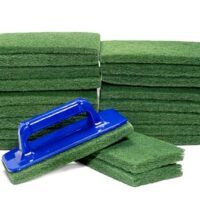Reinigungspads und Handpadhalter für Holzböden, Parkett und Terrassen - grüne Pads und ergonomischer Griff