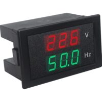 Digitaler Frequenzmesser mit Voltmeter-Funktion, 45-65 Hz AC, 80-300V Spannungsmesser, Generator, Doppelanzeige LED Panel, Volt Meter 230V, schwarz