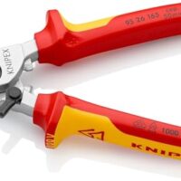 KNIPEX Kabelschere mit Öffnungsfeder isoliert, Mehrkomponenten-Hüllen, VDE-geprüft verchromt 165 mm
