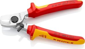 KNIPEX Kabelschere mit Öffnungsfeder isoliert, Mehrkomponenten-Hüllen, VDE-geprüft verchromt 165 mm