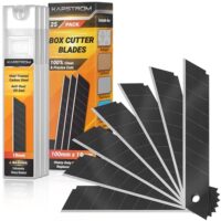 Scharfe Ersatzklingen fuer Allzweckmesser aus hochwertigem Karbonstahl, schwarze Farbe, 25 Stueck in einer Packung
