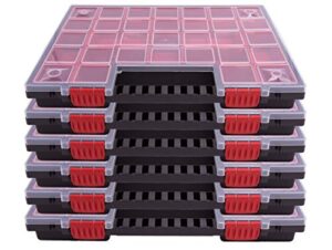 Sortimentskasten-Set für Kleinteile und Werkzeug mit herausnehmbaren roten Fächern, ideal für Organisation in der Werkstatt oder Garage