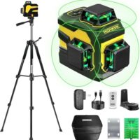 Kreuzlinienlaser mit Stativ für die Verlegung von Bodenfliesen und Installation von Trennwänden, 3 x 360° Laser Wasserwaage Selbstnivellierend, Linienlaser mit Teleskopstativ für Heimwerker und Handwerker
