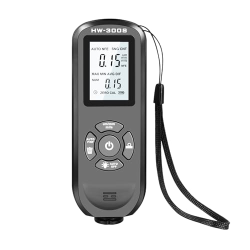 Digitales Lackschichtdickenmessgerät mit Messbereich 0-2000UM, ideal für die Messung von Lackdicke auf Metalloberflächen.