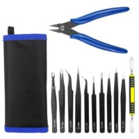 Lectorias Pinzetten Set, 12 Stück Präzisionspinzette, Edelstahl, ESD Pinzette für Computer, Elektronische Reparaturen, Labor, Modellbau, Basteln