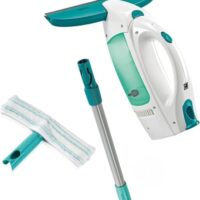Fenstersauger Set Dry & Clean, Leifheit Fenstersauger mit Stiel und Einwascher, 360° streifenfreie Reinigung, Fensterputzer mit Stand-by-Automatik und Click-System