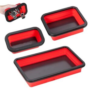 Magnetische Ablage für Werkstatt mit 3 klappbaren Tabletts, ideal für die Aufbewahrung von Schrauben, Muttern und anderen Kleinteilen