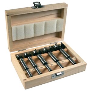 Professionelles Holzbearbeitungswerkzeug, Makita D-47363 Forstnerbohrer-Set mit 5 Bohrern und Holzkassette, ideal für Weich- und Hartholz, Präzisionsbohrungen mit Durchmessern von 15 bis 35 mm
