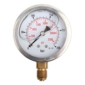 Manometer, Druckmessgerät mit doppelter Skala und präzisen Markierungen für Wasserdrücke von 0-250Bar / 0-3750PSI