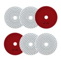 Nass Diamant Polierpad 100mm, 6 Stücke Körnung 100 für Granit, Marmor, Kunststein und Quarz, ideal für Winkelschleifer