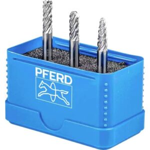 PFERD HM Frässtift Set, 3-teilig, Zahnung ALLROUND, Schaft Ø 6 mm, Frässtift Ø 6mm für vielseitigen Einsatz auf wichtigen Werkstoffen