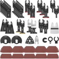 Das Pohicoo 116 Teilige Multitool Sägeblatt Set ist ein universelles Werkzeug für Holzbearbeitung, Metallbearbeitung und Kunststoffbearbeitung. Es enthält 11 verschiedene Arten von Multifunktionsklingen und Schleifpapierpads.