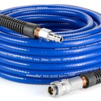 Poppstar PVC Druckluftschlauch 6/12mm, 20m lang, Schnellkupplung & Kupplungsstecker, 20 bar, blau
