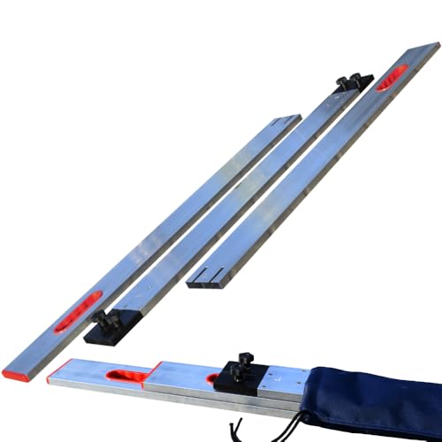 Professionelles Richtscheit für den Straßenbau und die Bauindustrie. Ein langlebiges und zuverlässiges Werkzeug aus eloxiertem Aluminium mit präziser Genauigkeit von 1 mm/m und einer praktischen Tragetasche.