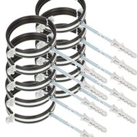 Rohrschelle 10er Set, Rohrhalterung für Sanitäranlagen, vibrationsdämmend, Gummieinlage, Schraubrohrschelle, Rohrbefestigung, Kanäle, Lüftungskanäle